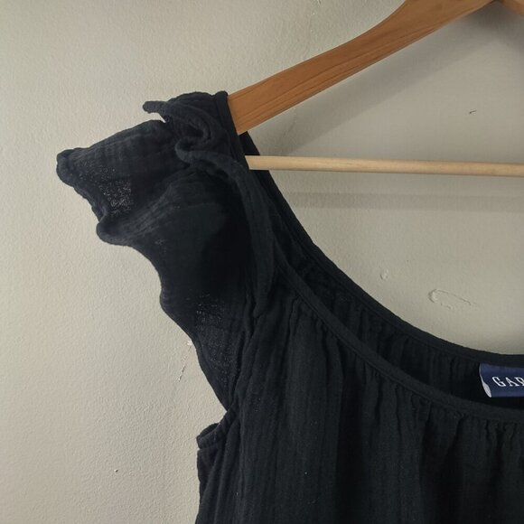 Gap Women's Black Cotton Ruffle Tunic Dress Size Medium - Picture 6 of 7
